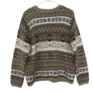 Croft & Borrow Knit Neutral Print Sweater Wool Blend Womens XL